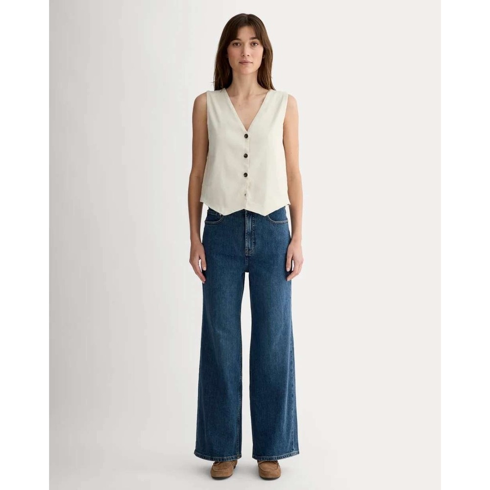 Everlane Way-High Sailor Jeans Women 27 Crop Blue Dark Wash Wide Leg High Rise